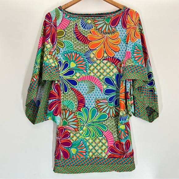 Trina Turk Zanzibar Tropical Tunic Mini Dress Beach Cover Up XS Like New EUC - Picture 3 of 6